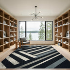 Modern Black White Gray Stripes Rug