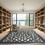 Elegant Gray Interlocking Knot Medallion Rug