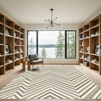 Taupe Geometric Chevron Striped Art Rug