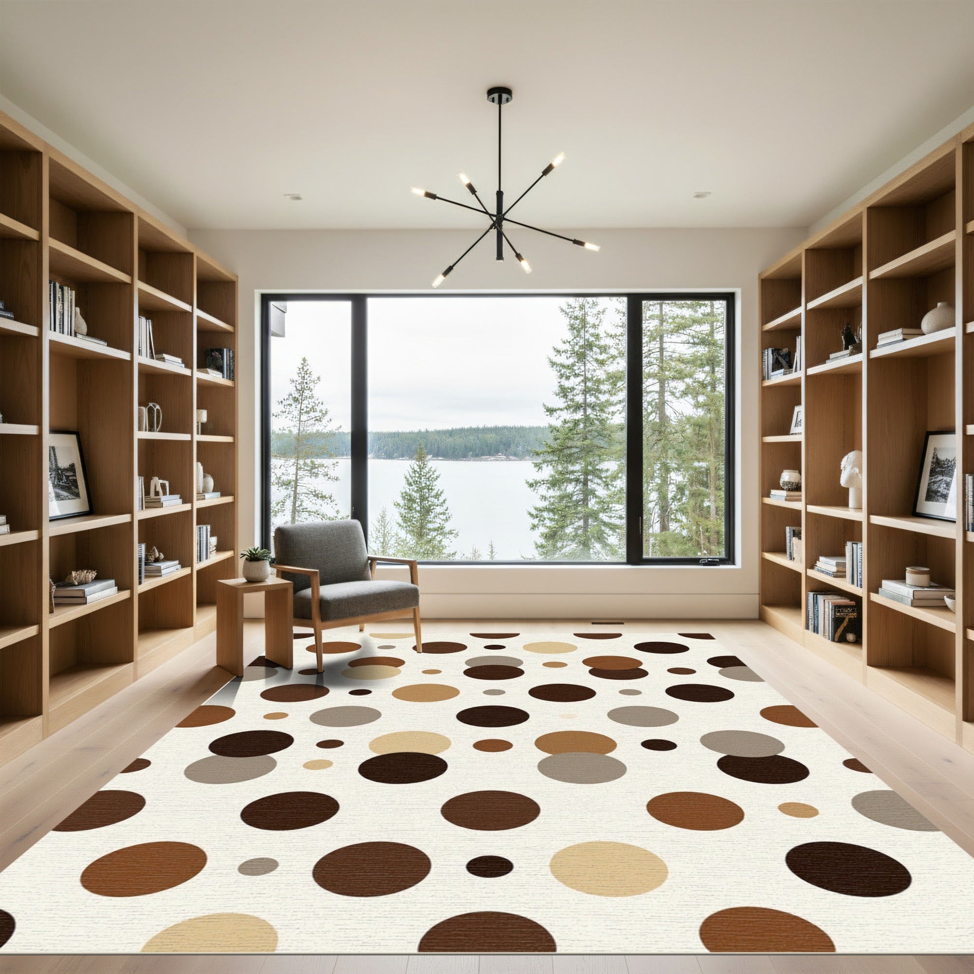 Warm Earth Tone Polka Dot Rug
