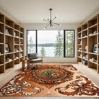 Ornate Burnt Orange Floral Filigree Rug