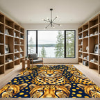 Golden Cheetah Head Spotted Polka Dot Rug