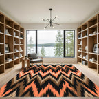 Fiery Orange Brown Zigzag Chevron Rug
