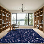 Navy Pink Script Star Repeating Layout Rug