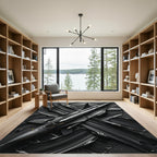 Bold Matte Black Jet Artistic Statement Rug