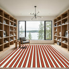 Bold Orange White Pinstripe Stripes Rug