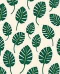 Dark Green Tropical Leaf Pattern Rug