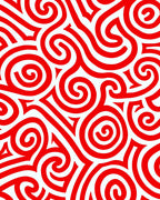 Bold Red Swirl Interlocking Curves Rug