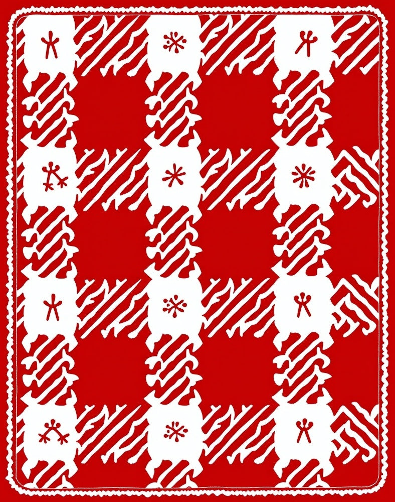 Red White Gingham Pattern Rug