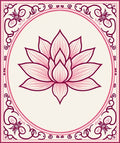 Pink Lotus Floral Border Design Rug