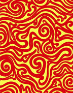 Vibrant Red Yellow Swirls Pattern Rug