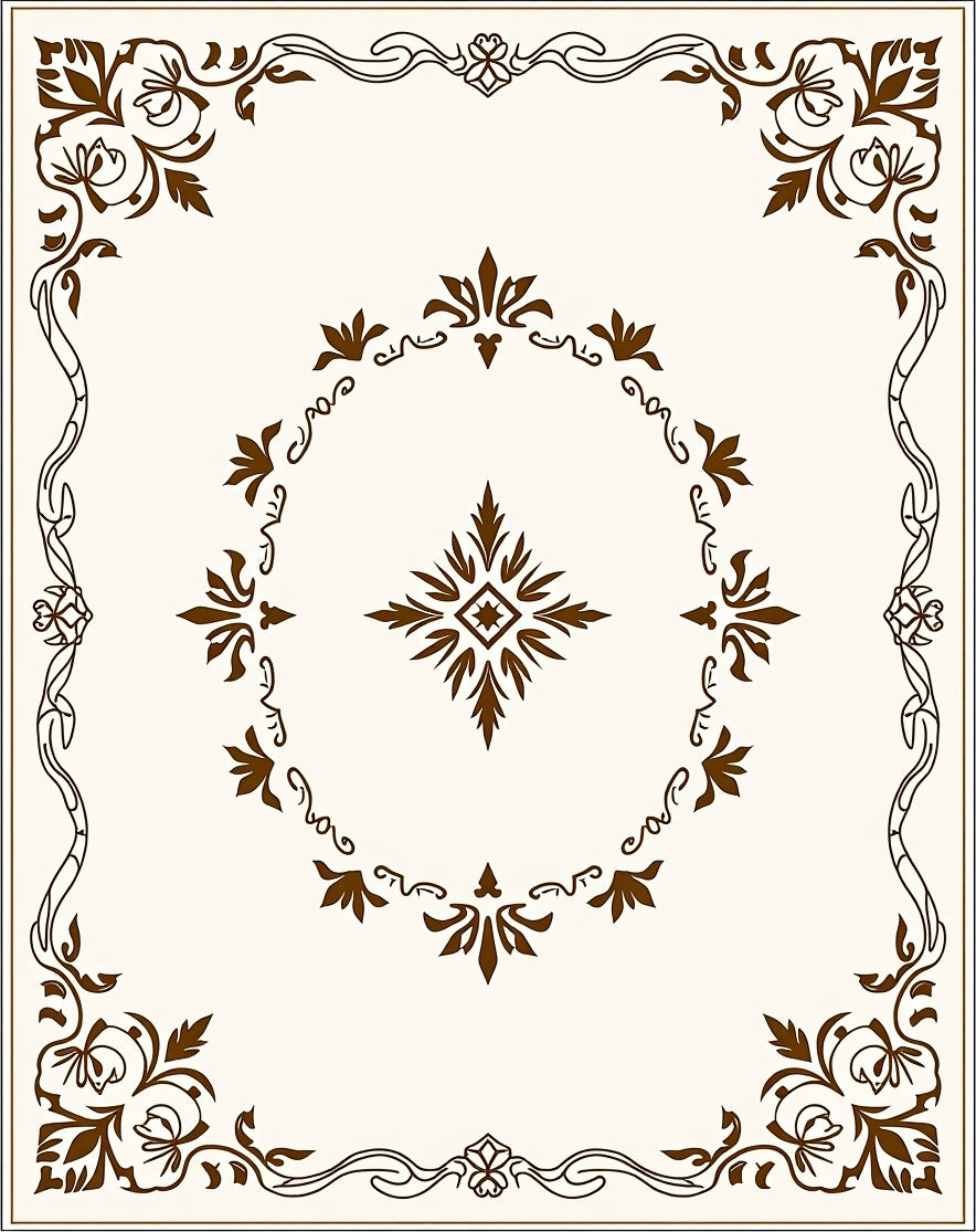 Classic Floral Decorative Scrollwork Design Rug