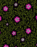 Dark Floral Vines With Pink Blooms Rug