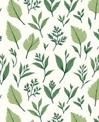 Natural Green Leaf Botanical Pattern Rug