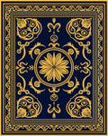 Navy and Gold Ornate Floral Medallion Rug