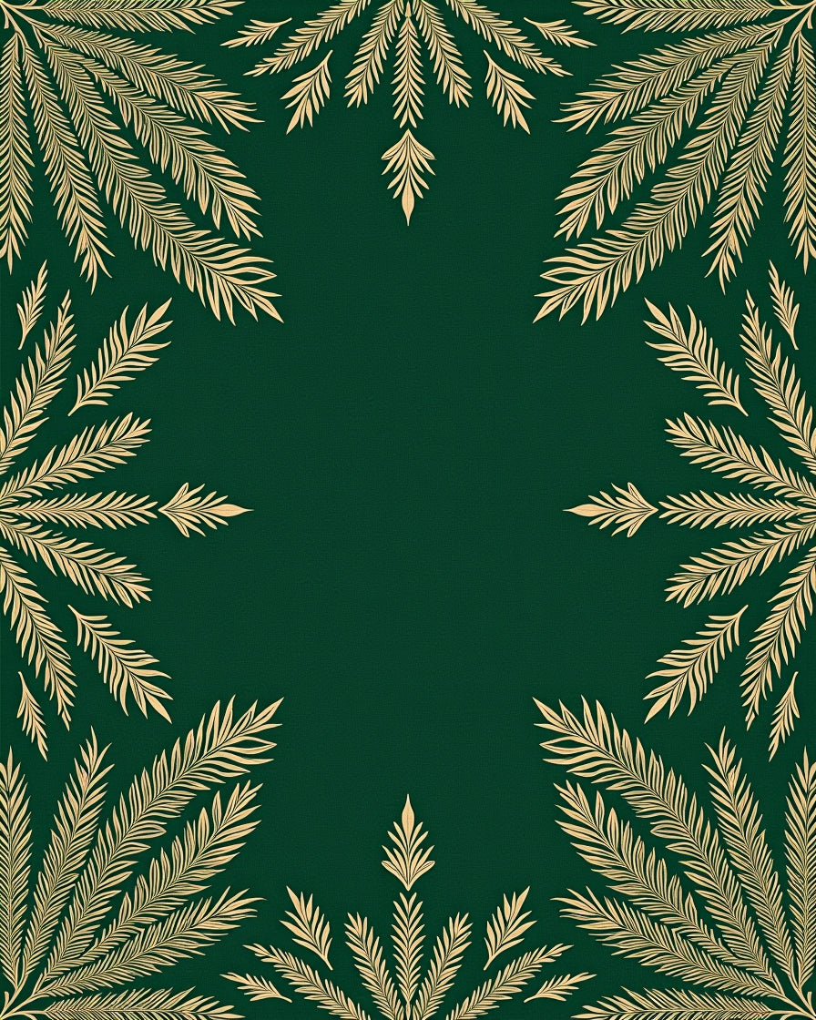 Gold Leaf Fern Motif Rug