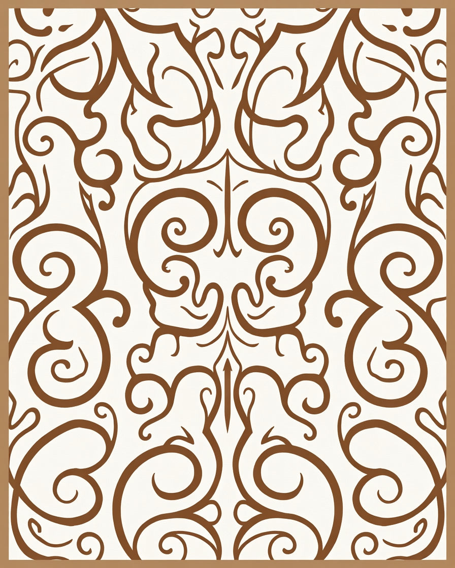 Classic Brown Scrollwork Damask Rug
