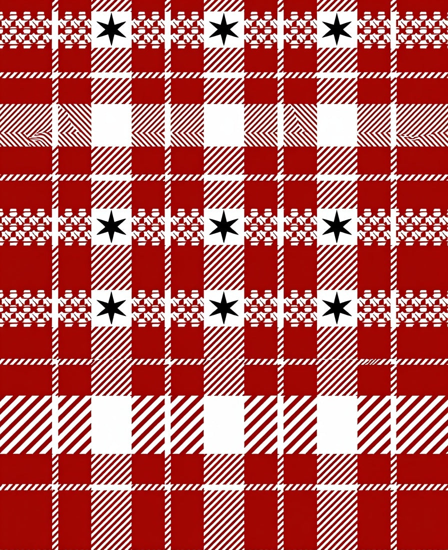 Red Plaid Star Pattern Rug