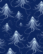 Ethereal Deep Blue Jellyfish Pattern Rug