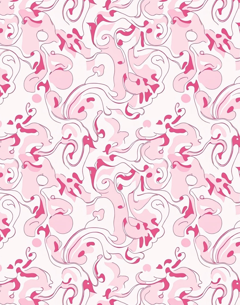 Abstract Pink Swirl Pattern Rug