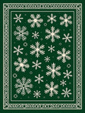 Forest Green Snowflake Pattern Rug