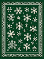 Forest Green Snowflake Pattern Rug