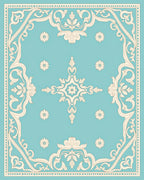 Vintage Rococo Floral Scrollwork Rug
