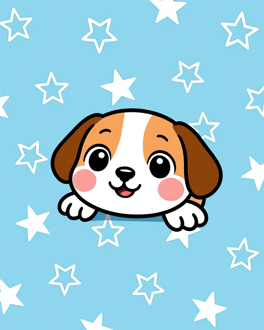 Cute Puppy Stars Pattern Rug