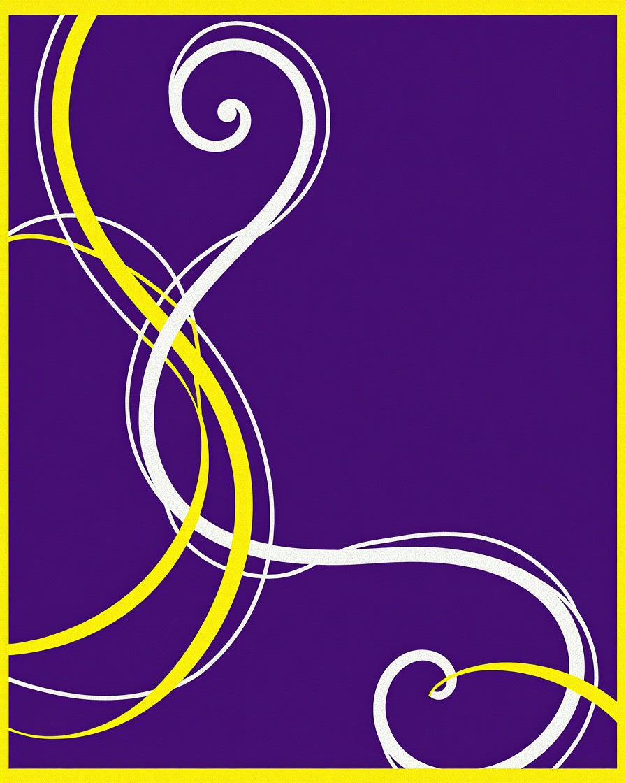 Purple Yellow White Swirl Design Rug
