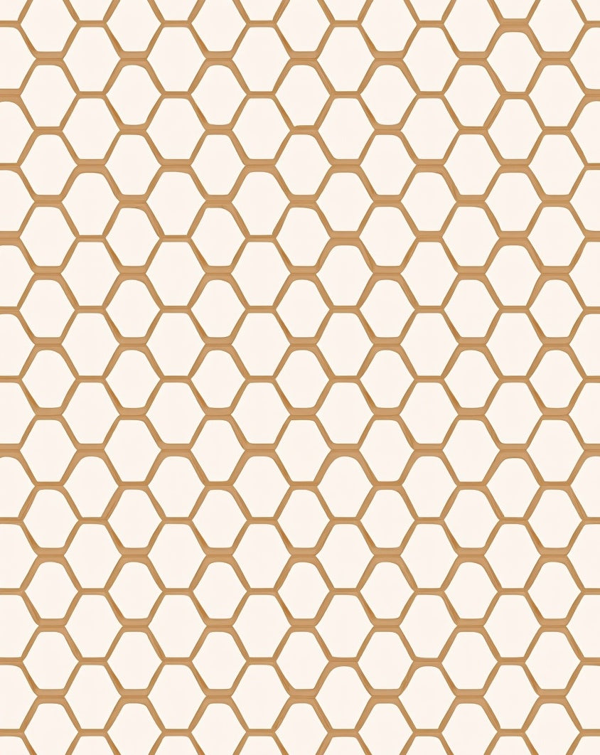 Golden Honeycomb Geometric Pattern Rug