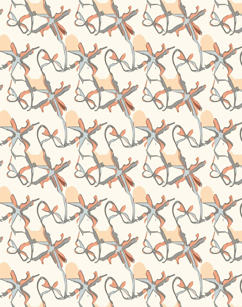Abstract Organic Coral And Gray Design Rug