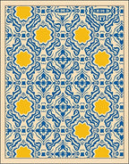 Blue Yellow Floral Medallion Geometric Design Rug