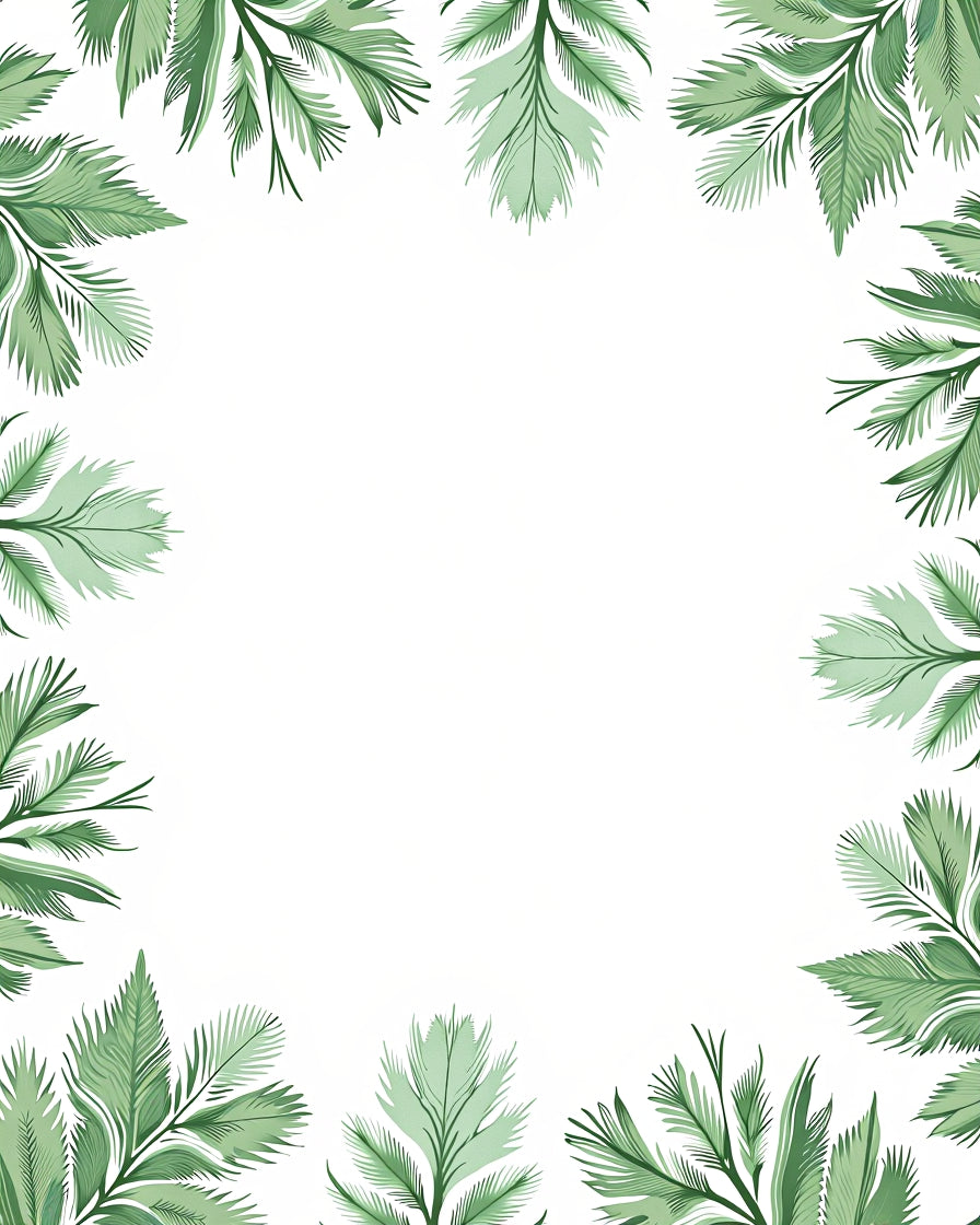 Verdant Green Leaf Pattern Border Rug