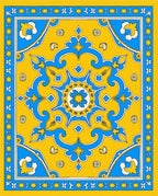 Sunny Blue Geometric Floral Rug
