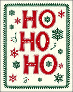 Festive Red Green Snowflake Ho Ho Ho Rug