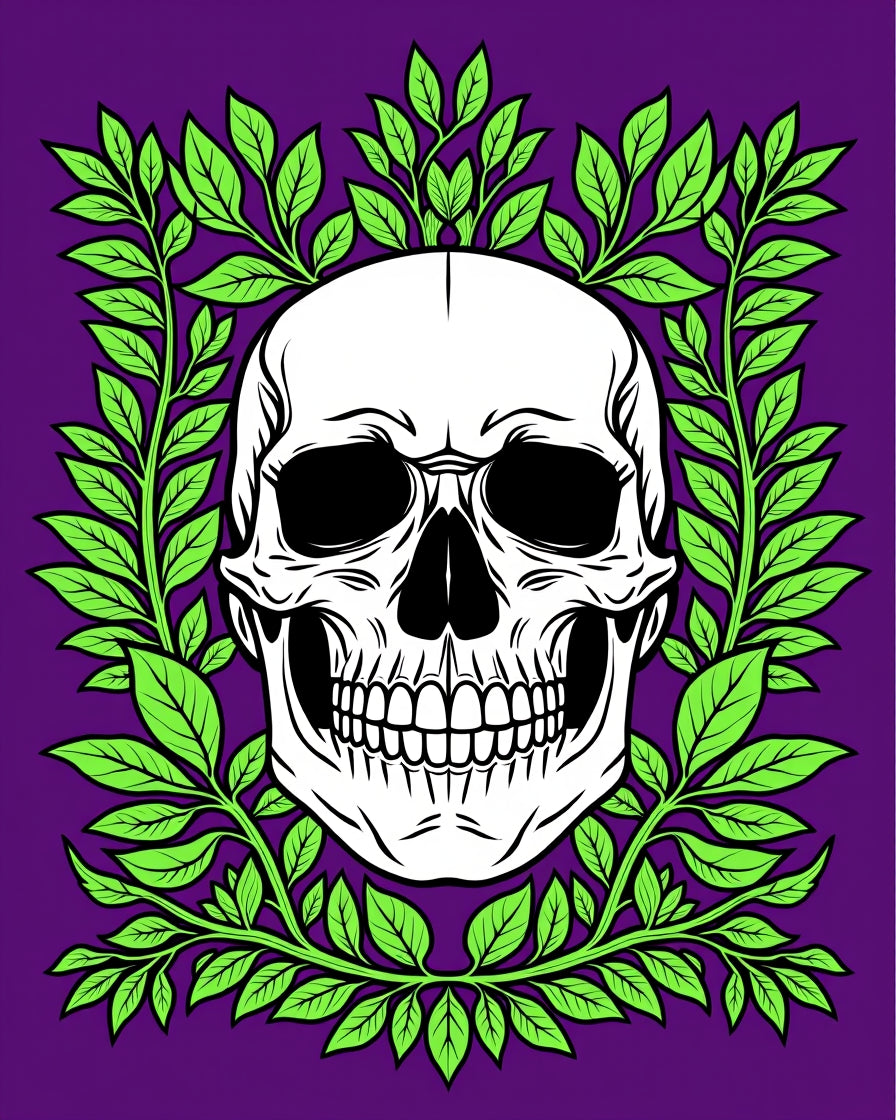 Gothic Skull Laurel Pattern Rug