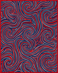 Red Blue Swirling Abstract Pattern Rug