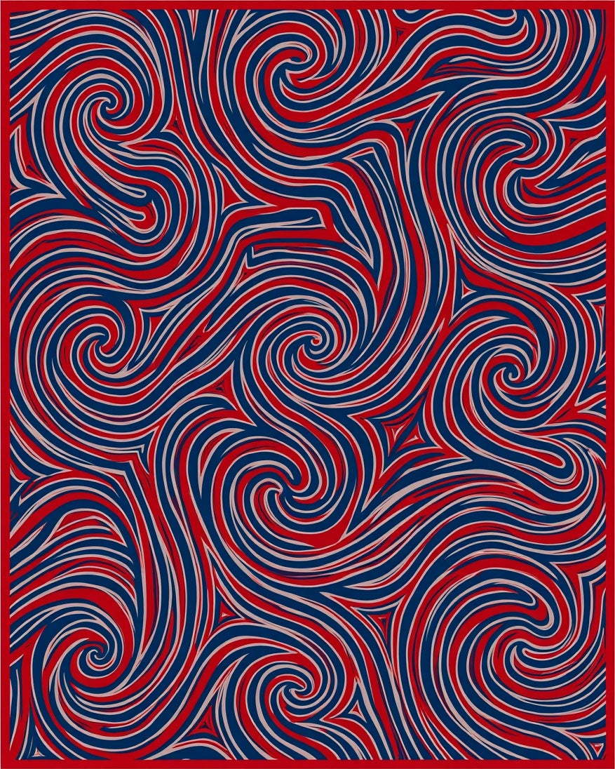 Red Blue Swirling Abstract Pattern Rug