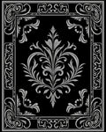 Ornate Black White Floral Damask Rug