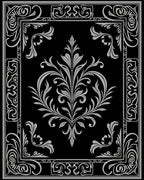 Ornate Black White Floral Damask Rug