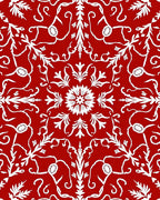 Red White Scrollwork Medina Pattern Rug