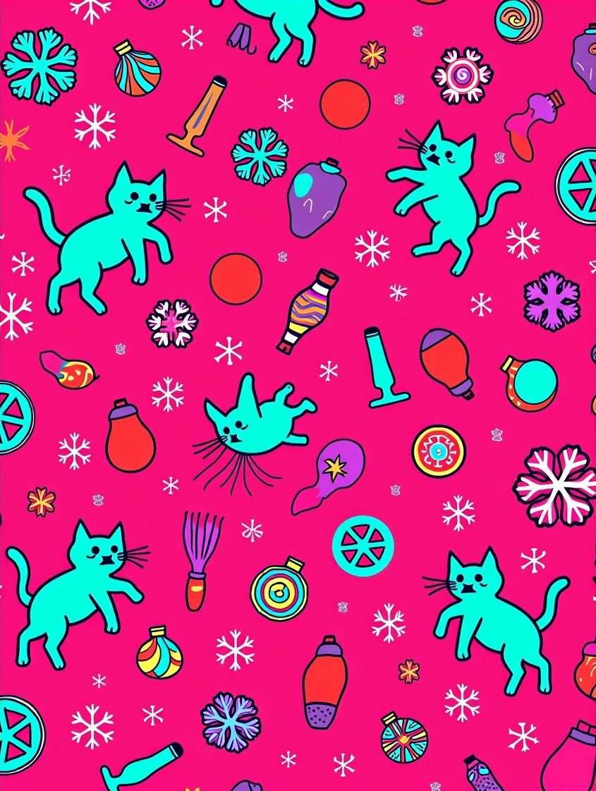 Whimsical Cats Snowflakes Pattern Rug