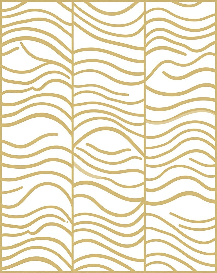 Abstract Golden Wavy Lines Rug