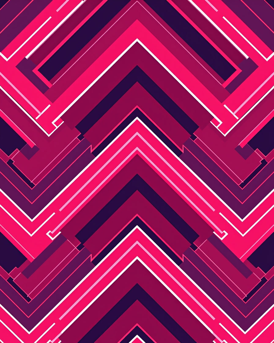 Vivid Pink Geometric Chevron Rug