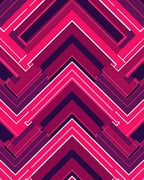 Vivid Pink Geometric Chevron Rug