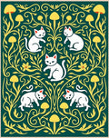 Whimsical Cats And Mushrooms Folklore Rug