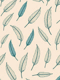 Feather Pattern Elegant Beige Blue Design Rug