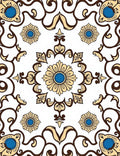 Elegant Gold Blue Floral Scroll Rug
