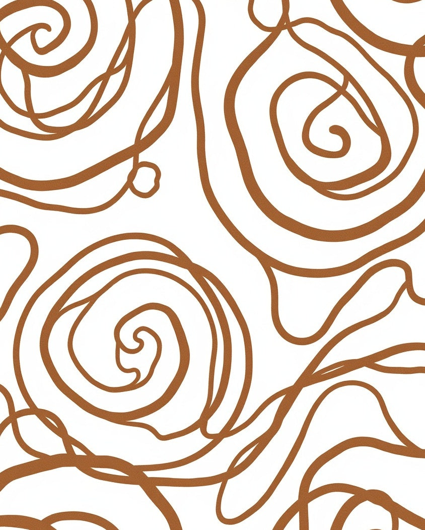 Abstract Swirls Brown Line Art Rug