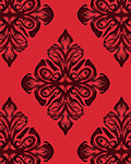 Ornate Red Black Damask Pattern Rug